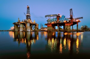 Drilling rigs in ship yard